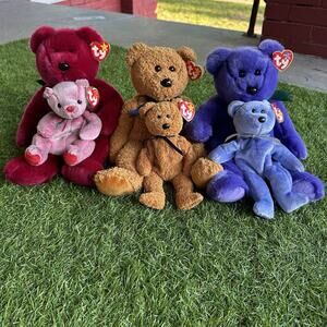 Ty Beanie Baby Buddy Plush Lot Of 6 Chubby 2 Fuzz Cranberry Employee‎